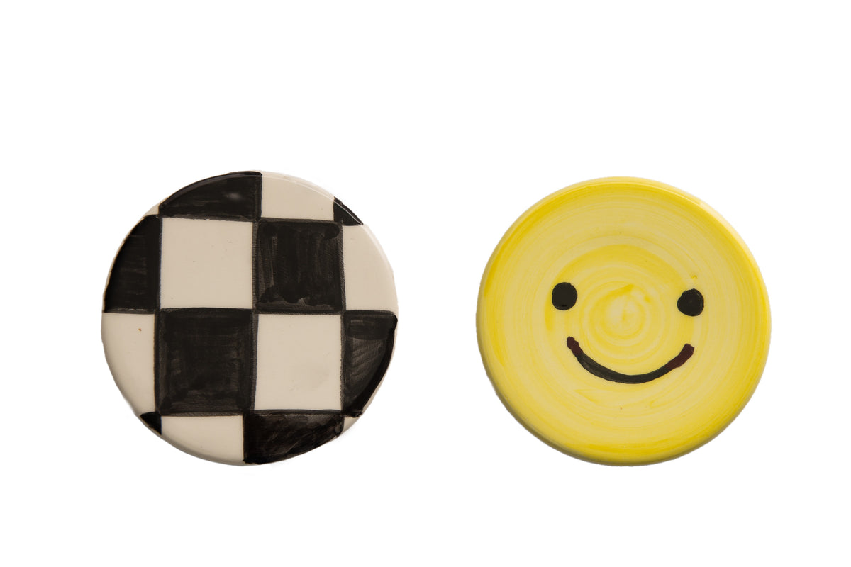 Ensemble de 2 sous-verres en céramique (Smiley)