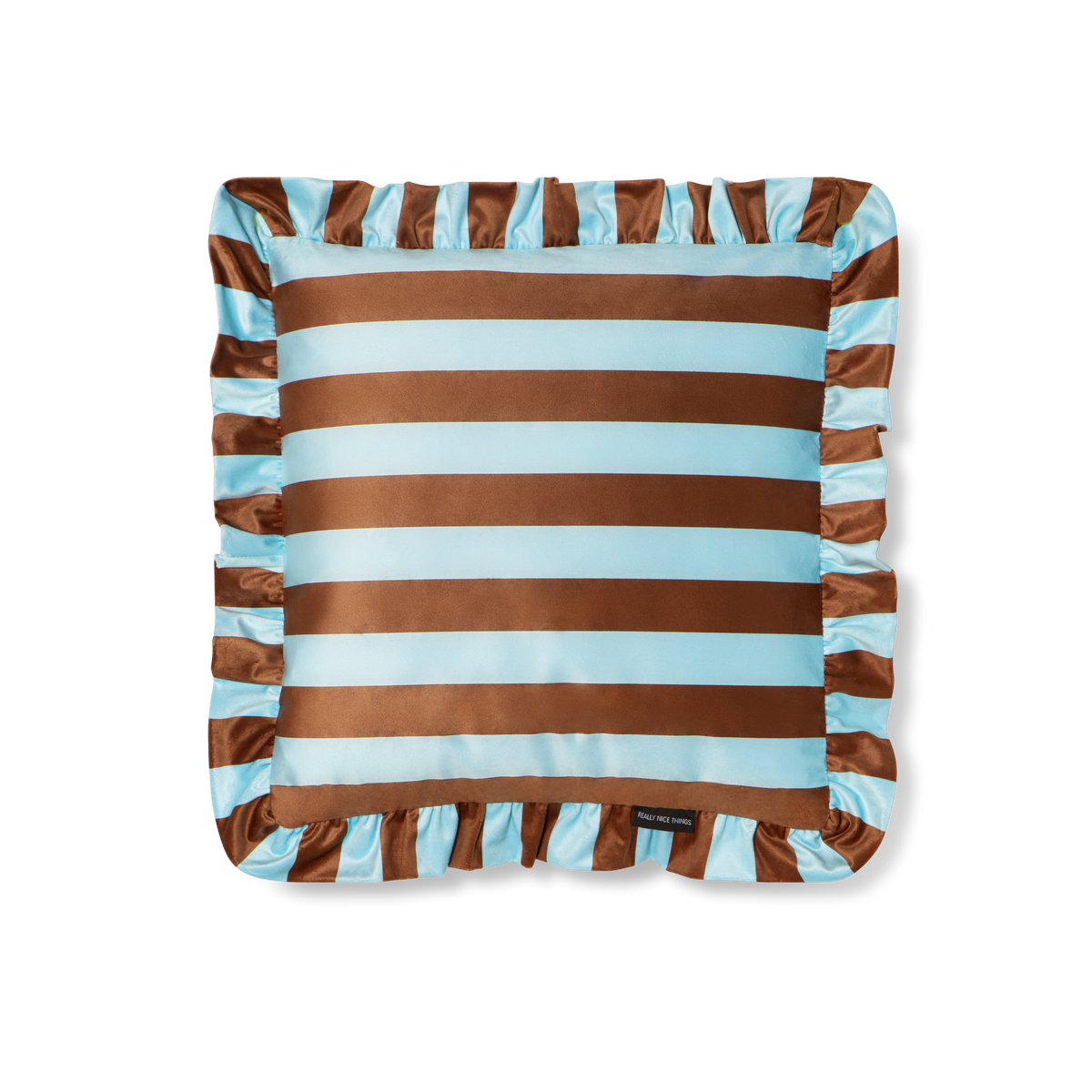 Cojín Ruffle Velvet Brown- Blue