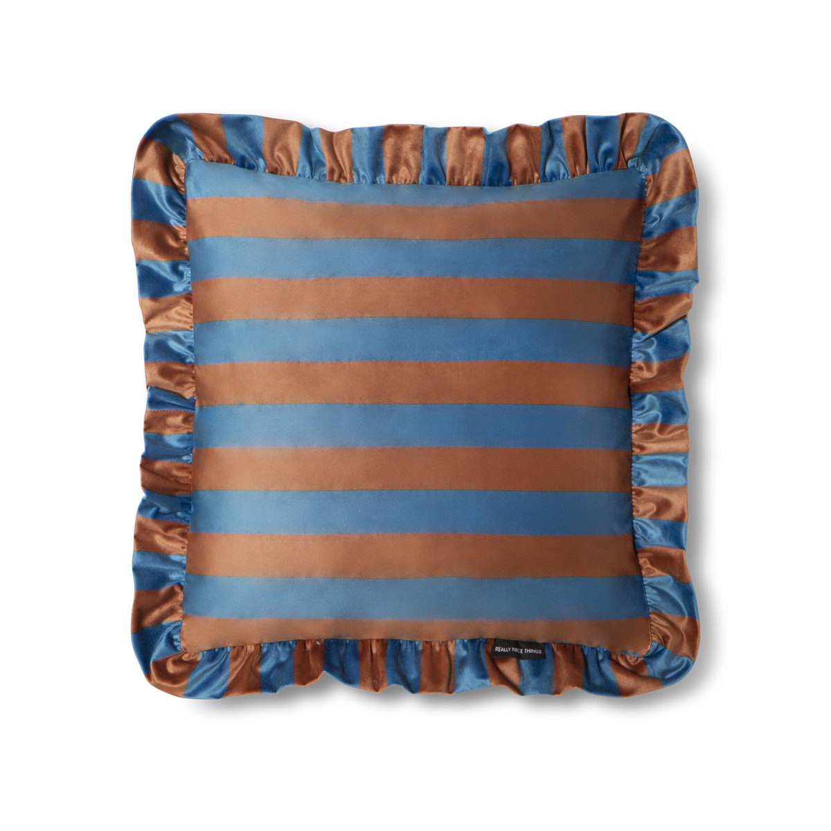 Cojín Ruffle Velvet Blue - brown