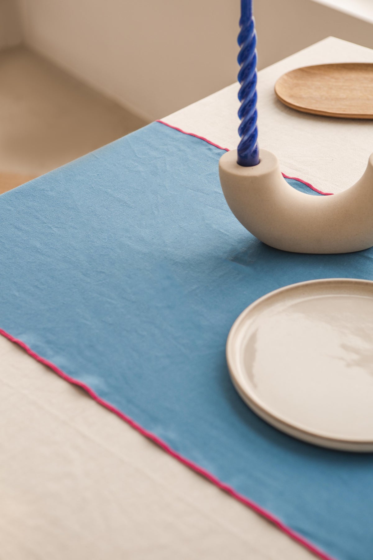 Set 2 caminos de mesa Contrast Edge Azul