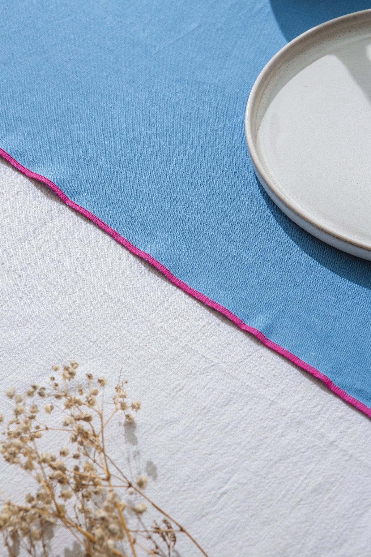 Set 2 caminos de mesa Contrast Edge Azul