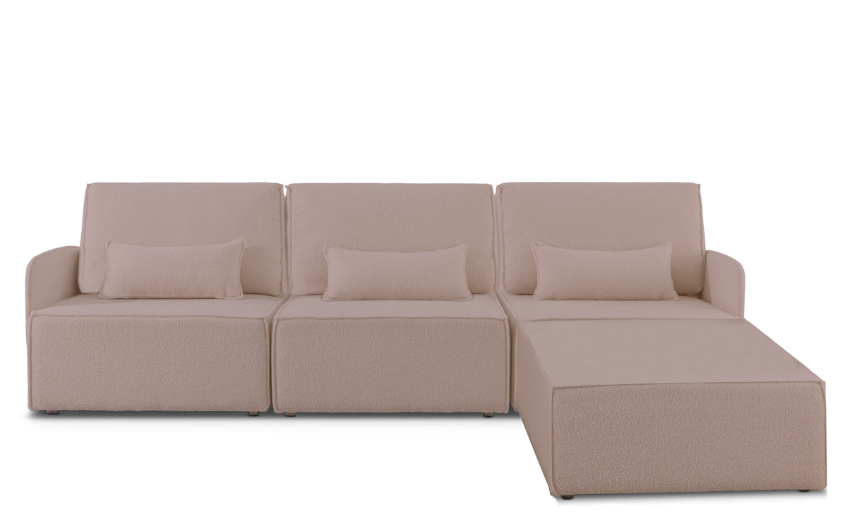 Sofa Modular Lea 3 plazas Chaiselongue Soft Pink