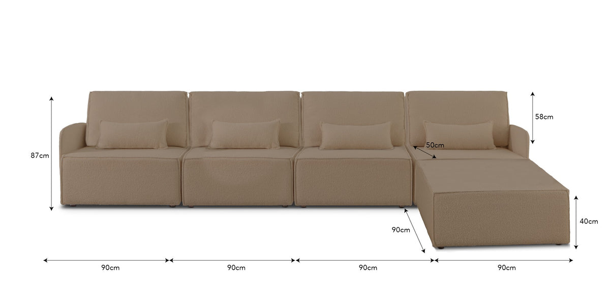 Sofa Modular Lea 4 plazas Chaiselongue Stone