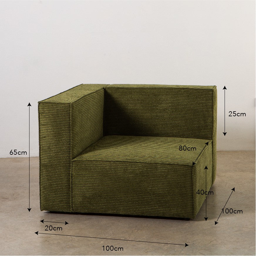 Sofa Harper 3 plazas Chaiselongue Verde