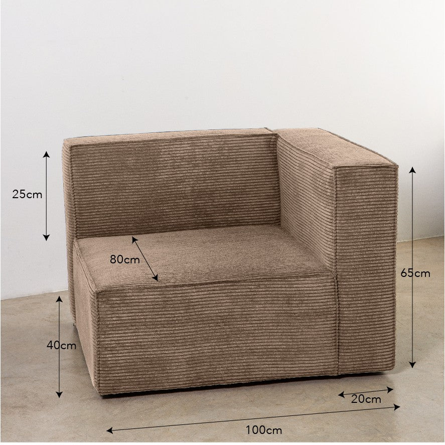 Sofa Harper 4 plazas Chaiselongue Marron