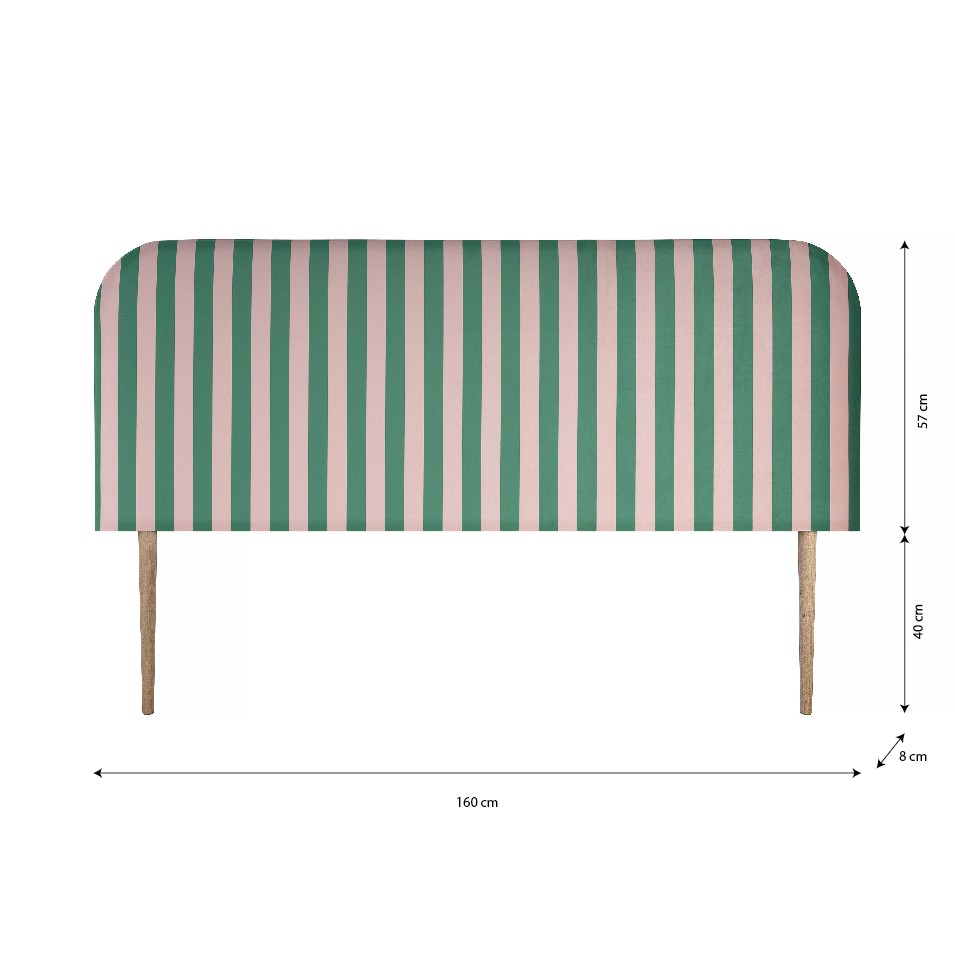 Cabecero Eddie Tapizado Velvet (Stripes Green Pink)