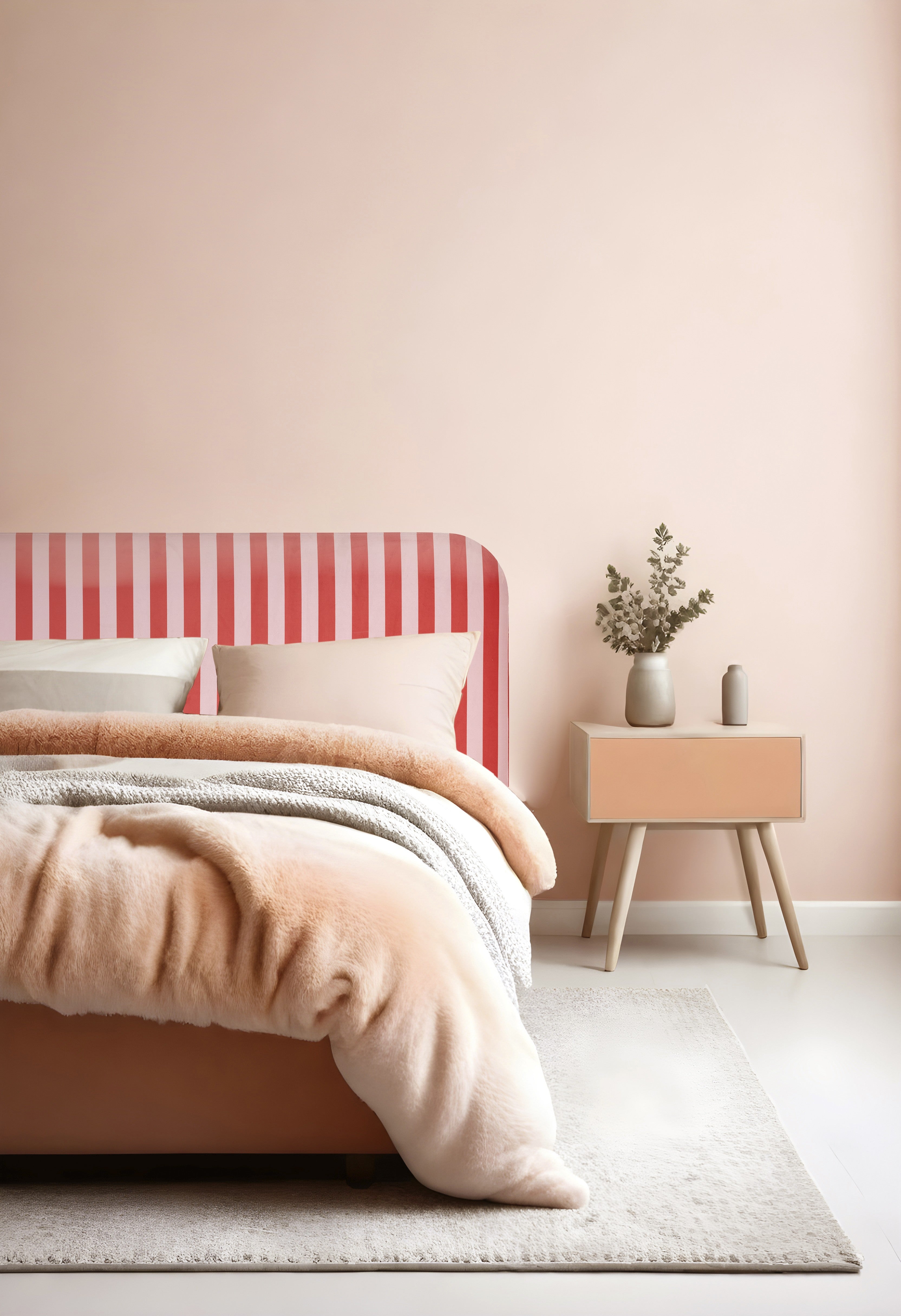 Cabecero Eddie Tapizado Velvet (Stripes Red Pink)