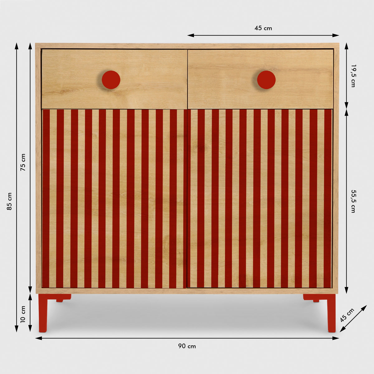 Comoda Alise Roble Red Stripes