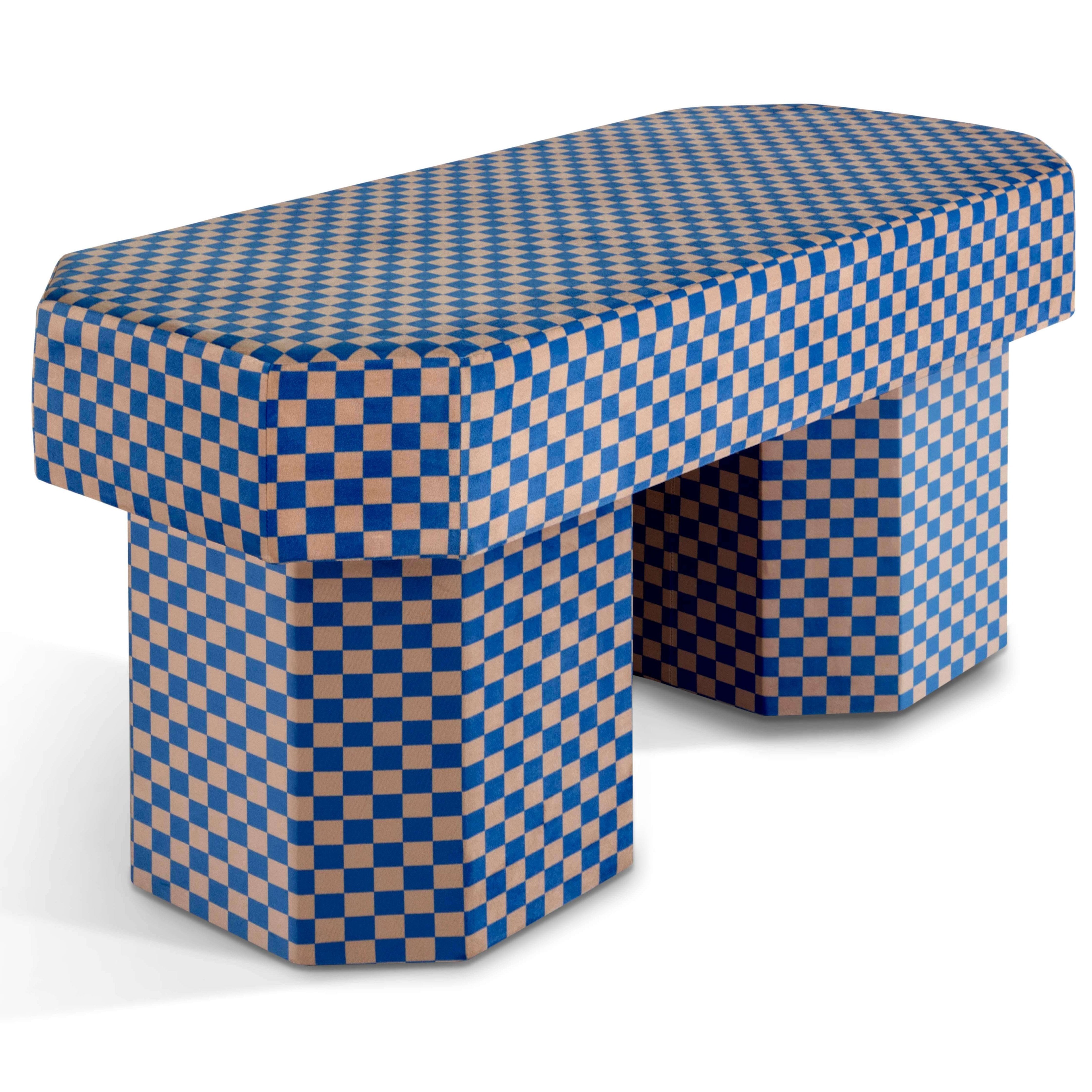 Viva Bench checkerboard rose et bleu
