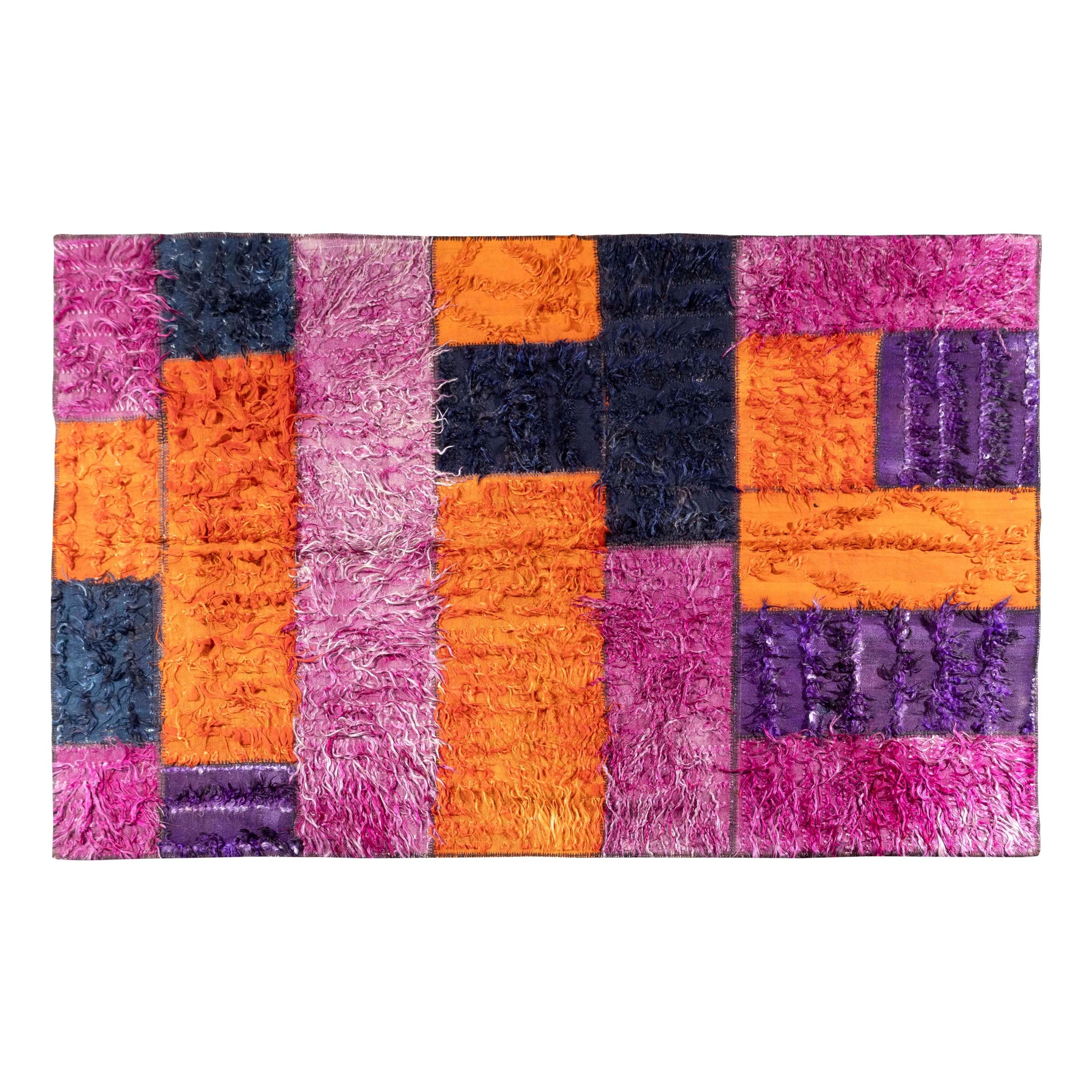 Alfombra Vintage Filikli 100% Lana Morado, Azul y Naranja
