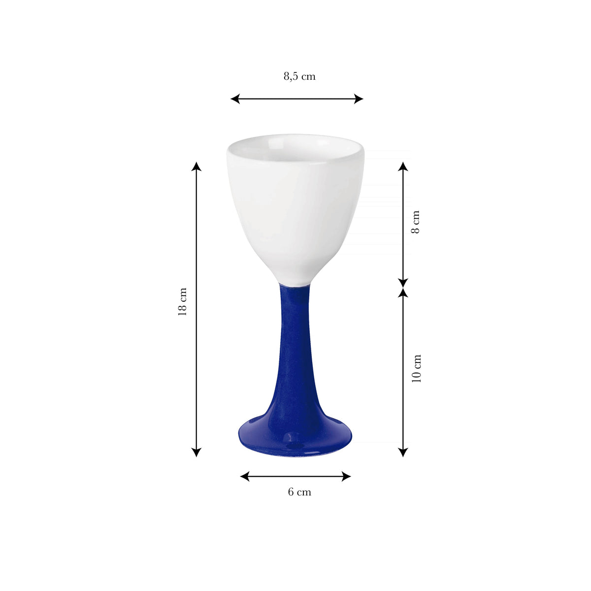 Coupe de vin en céramique blanche et bleue