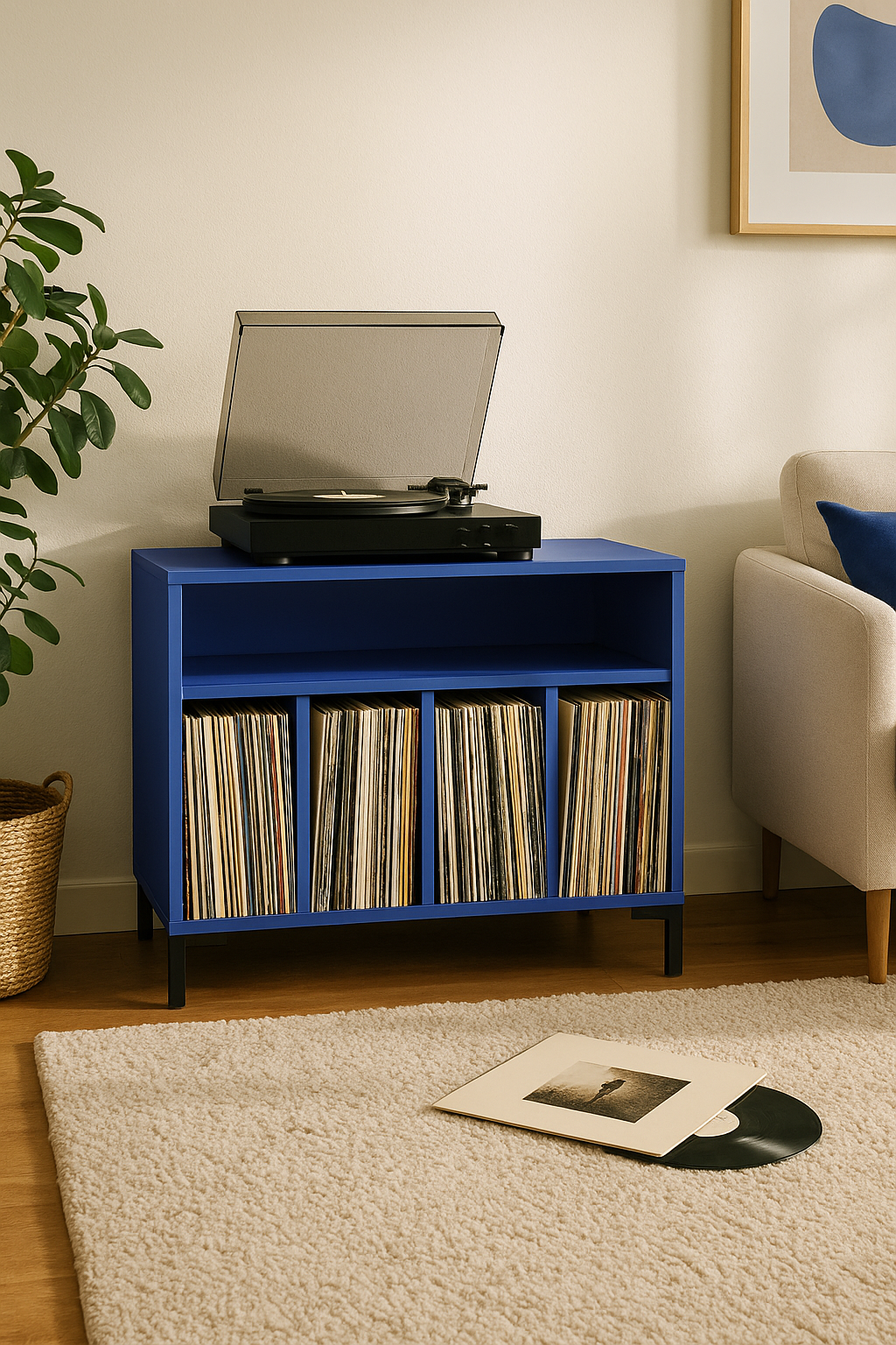 Mueble para vinilos Azul
