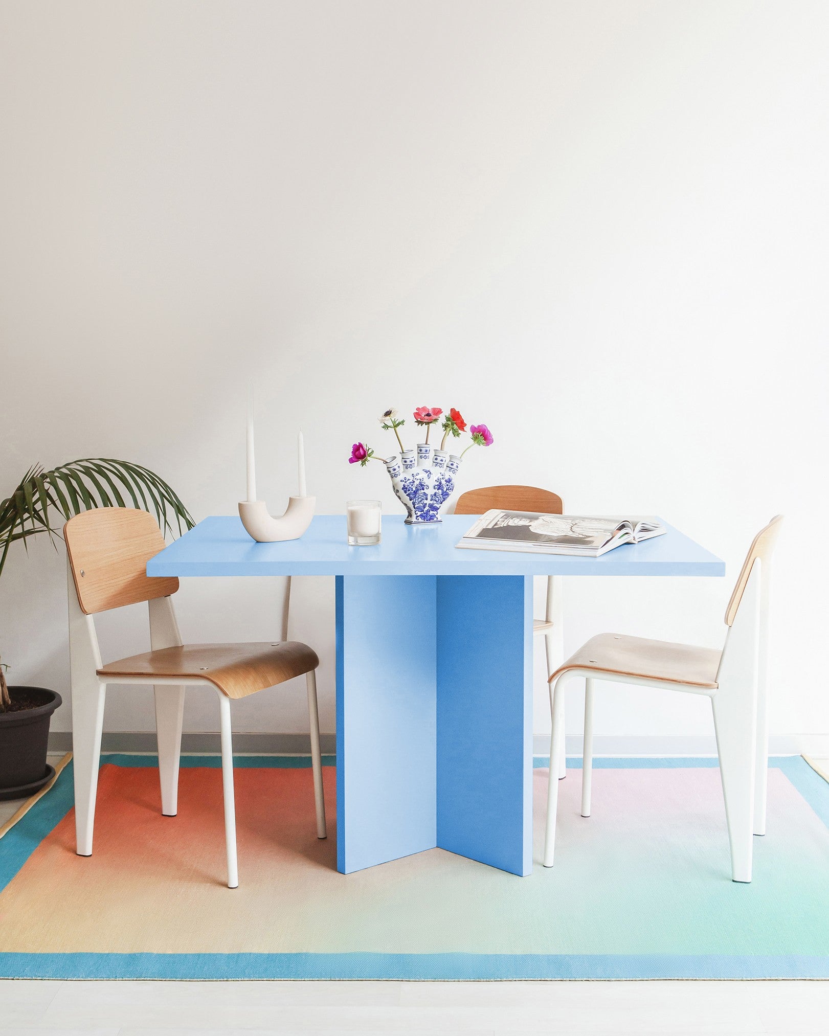 Mesa de comedor rectangular Matilda Azul claro 120x90