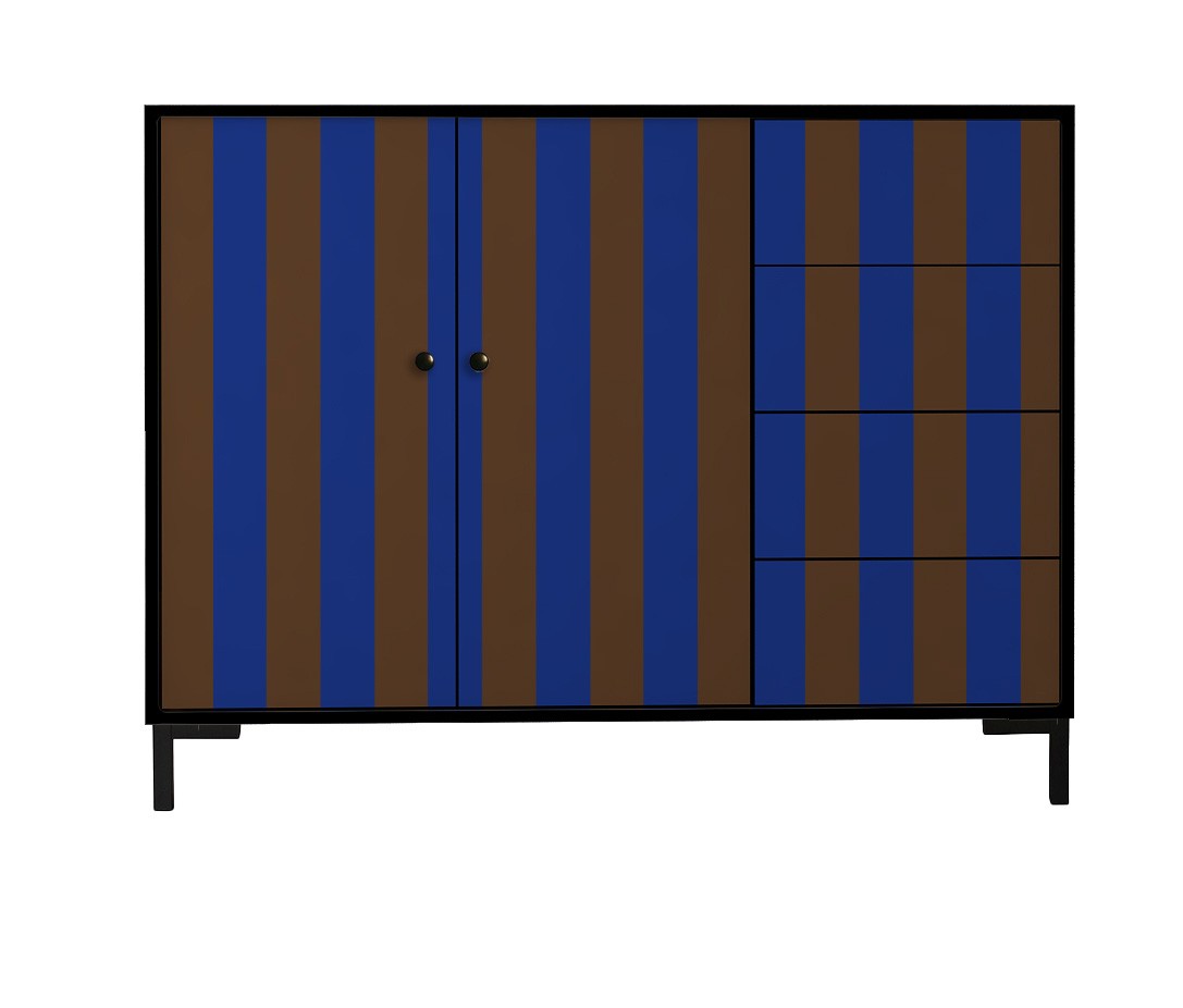 Comoda Wilma Rayas Azul y Marron