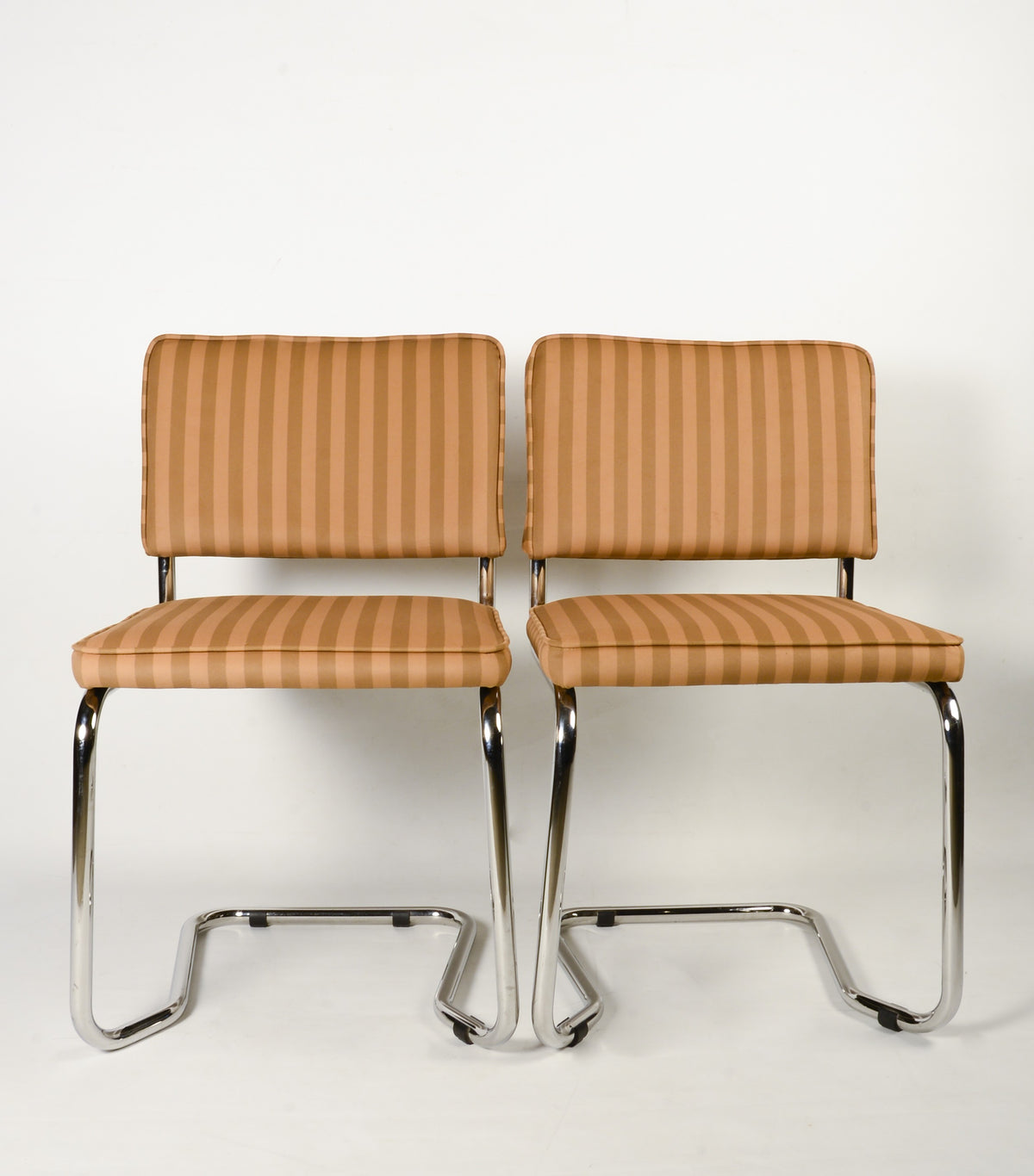 Upholstered chair brown striped velvet