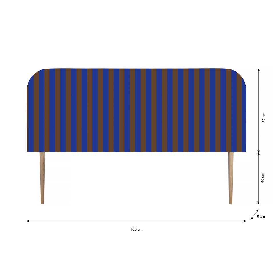 Cabecero Eddie Tapizado Terciopelo Cama 150cm Blue- Tobacco