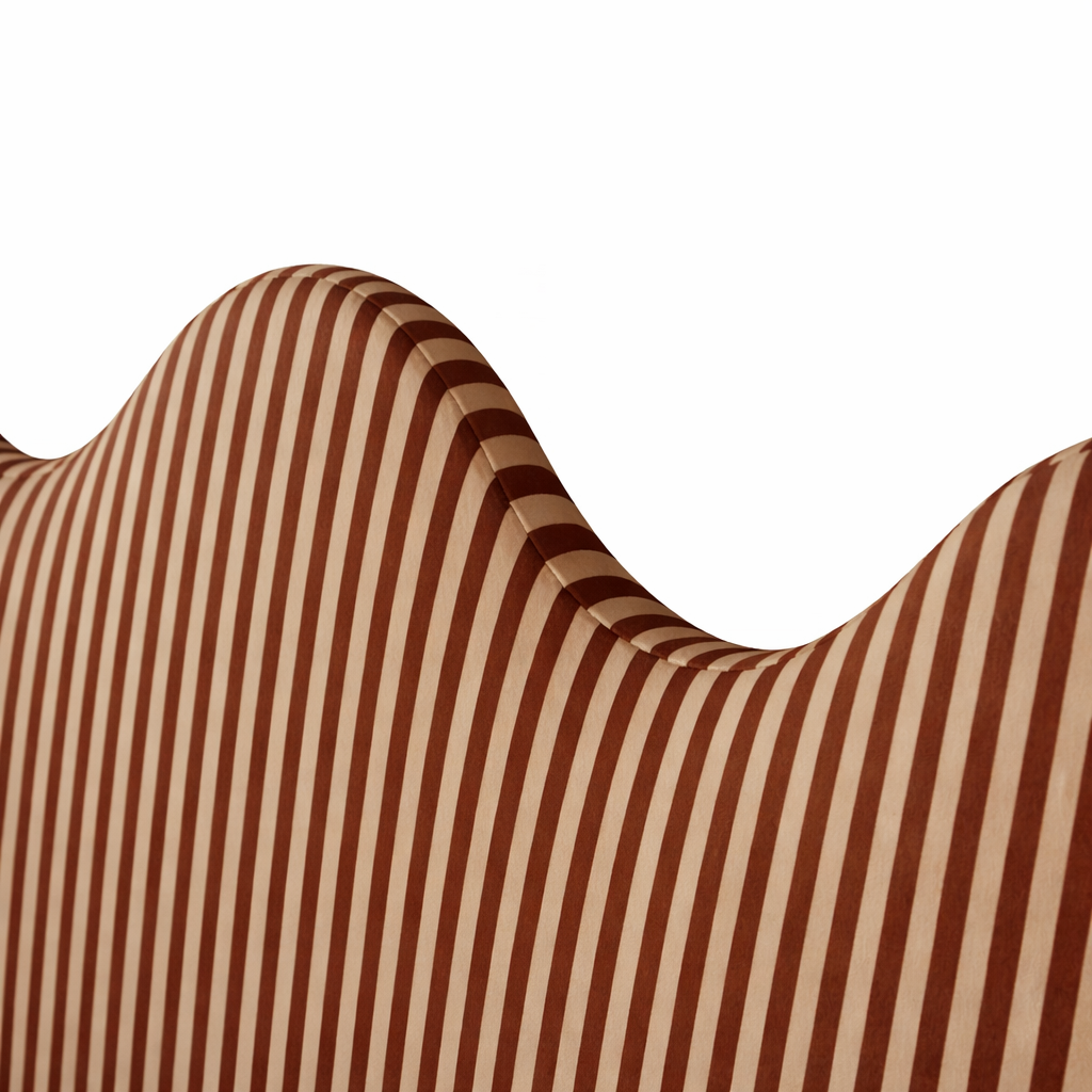 Wavy Headboard Upholstered in Striped Velvet for 150cm Bed Underwood