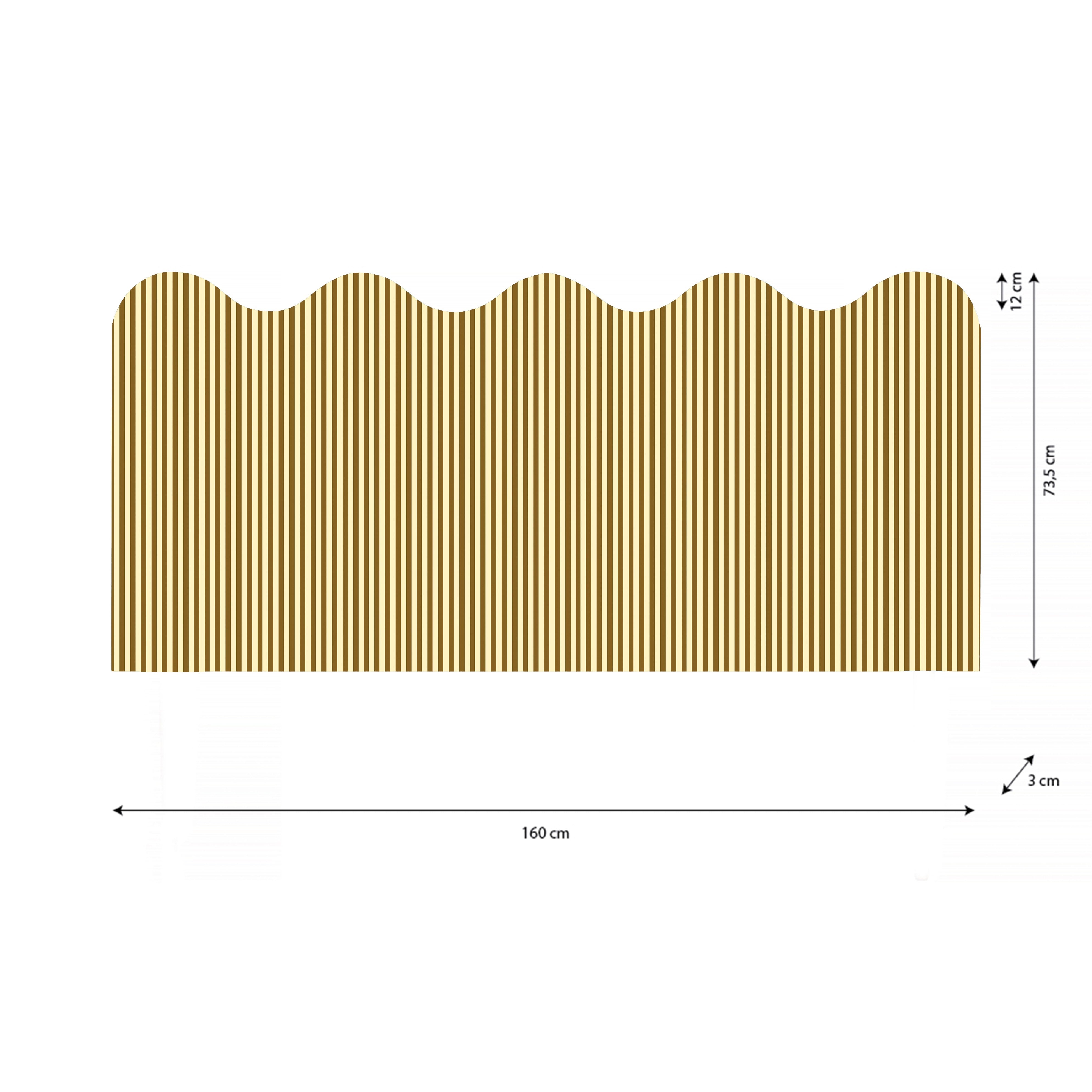 Wavy Headboard Upholstered in Striped Velvet for 150cm Bed Butter Toast