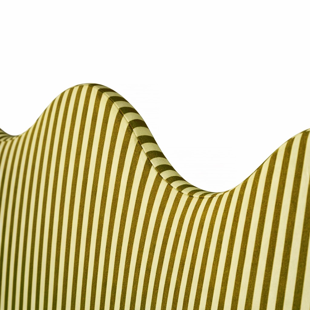 Wavy Headboard Upholstered in Striped Velvet for 150cm Bed Butter Toast