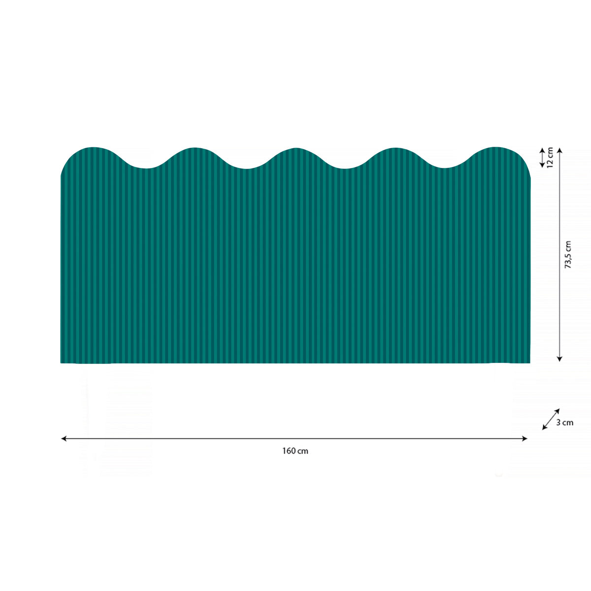 Cabecero Wavy Tapizado Terciopelo Cama 150cm Deep-Ocean