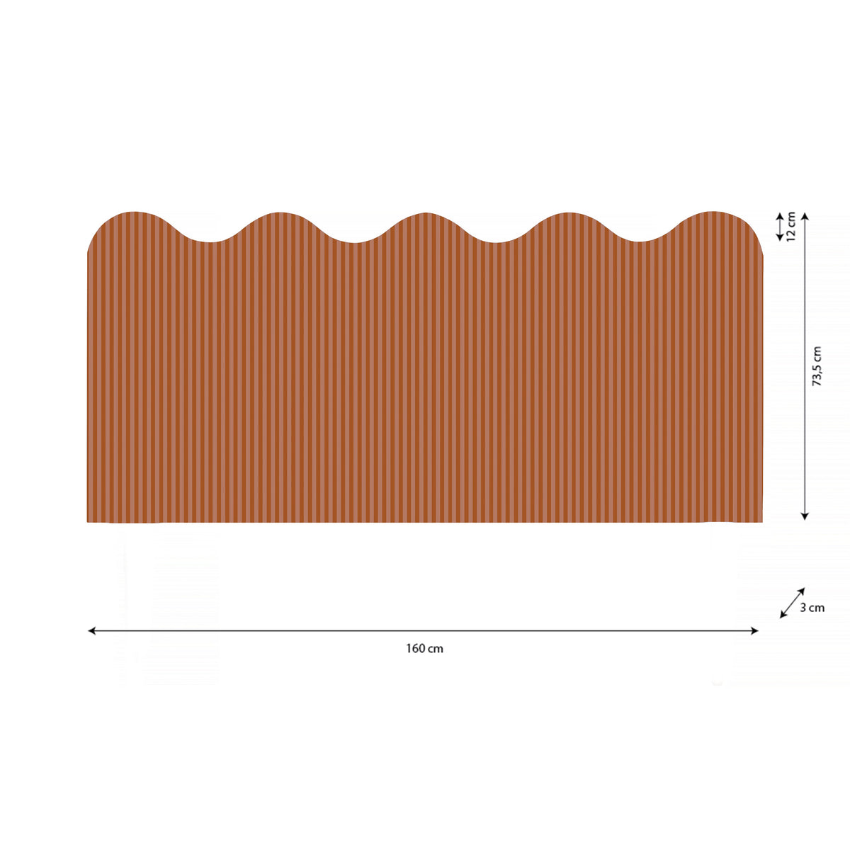 Cabecero Wavy Tapizado Terciopelo Cama 150cm Ginger-Mocha