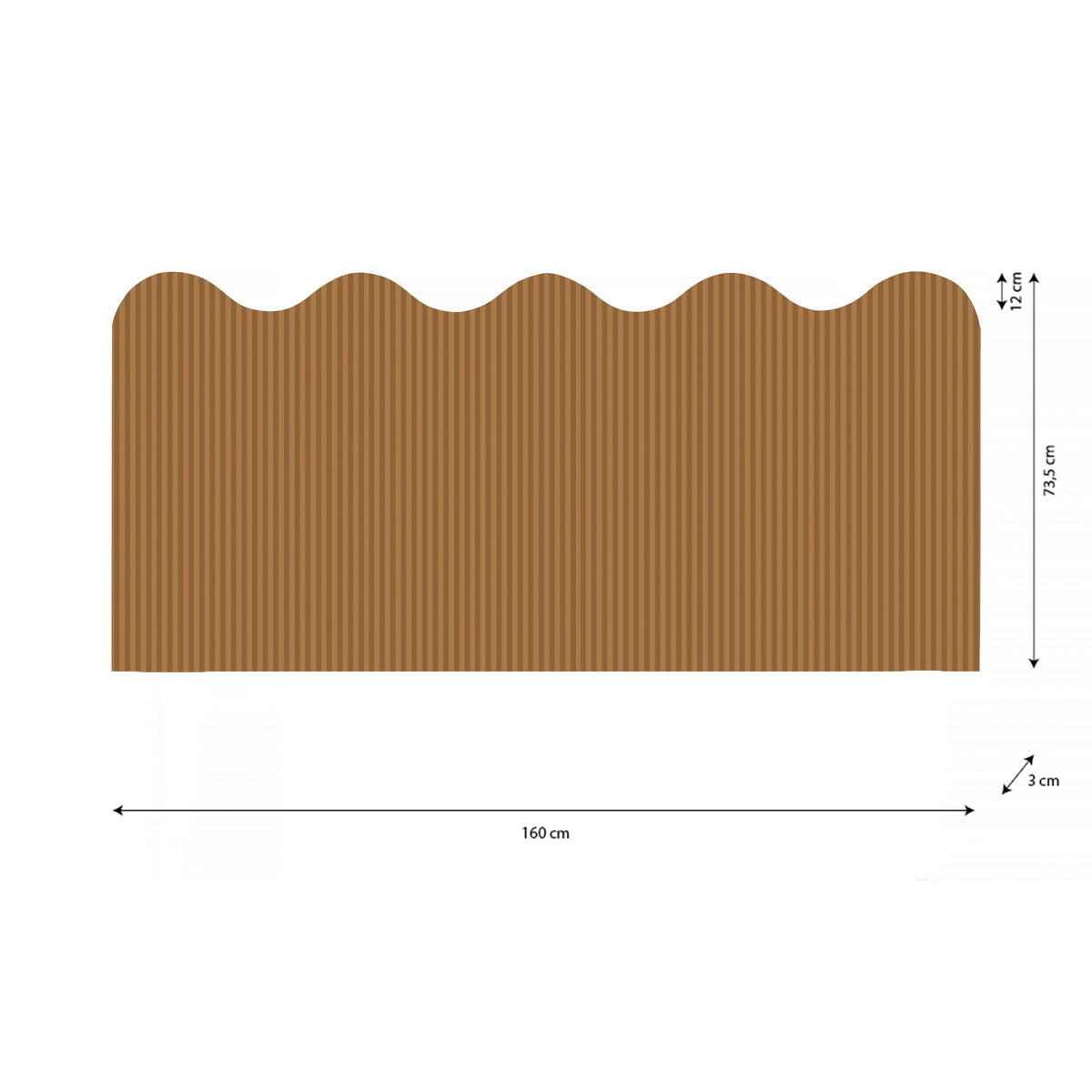 Cabecero Wavy Tapizado Terciopelo Cama 150cm Gold-Toffee