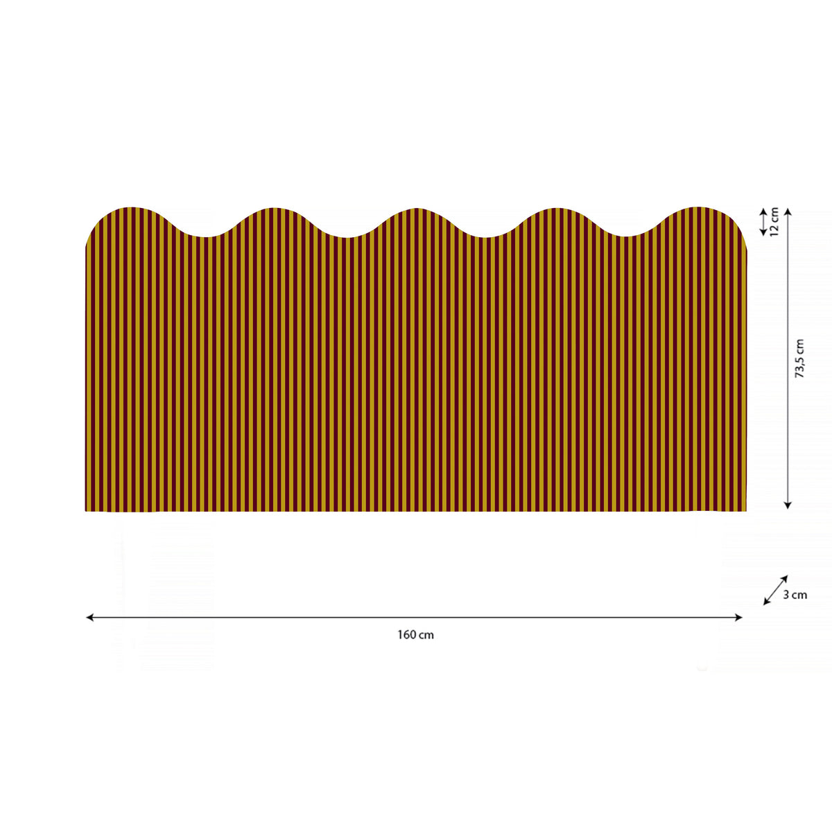 Cabecero Wavy Tapizado Terciopelo Cama 150cm Safron-Wine