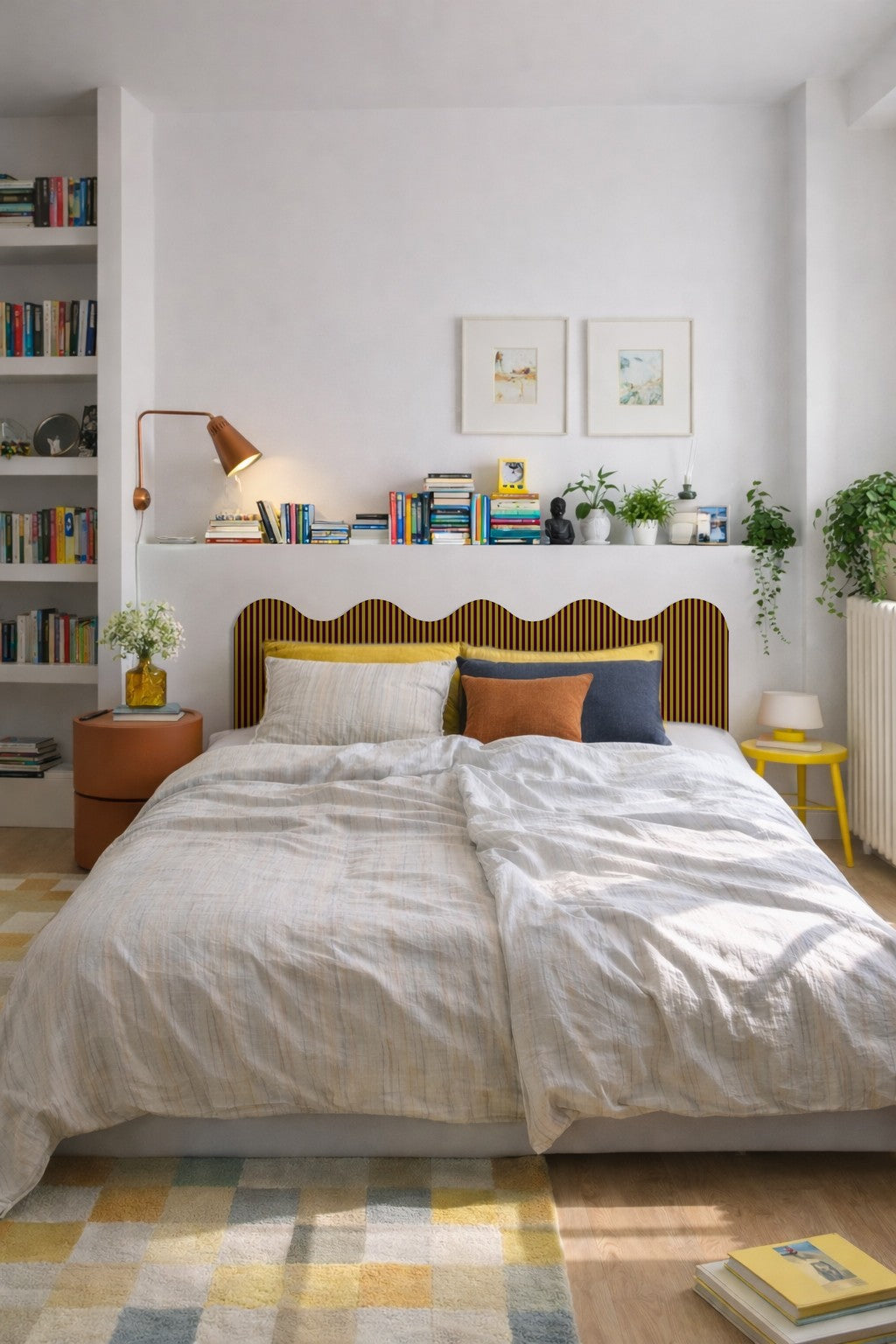 Cabecero Wavy Tapizado Terciopelo Cama 150cm Safron-Wine