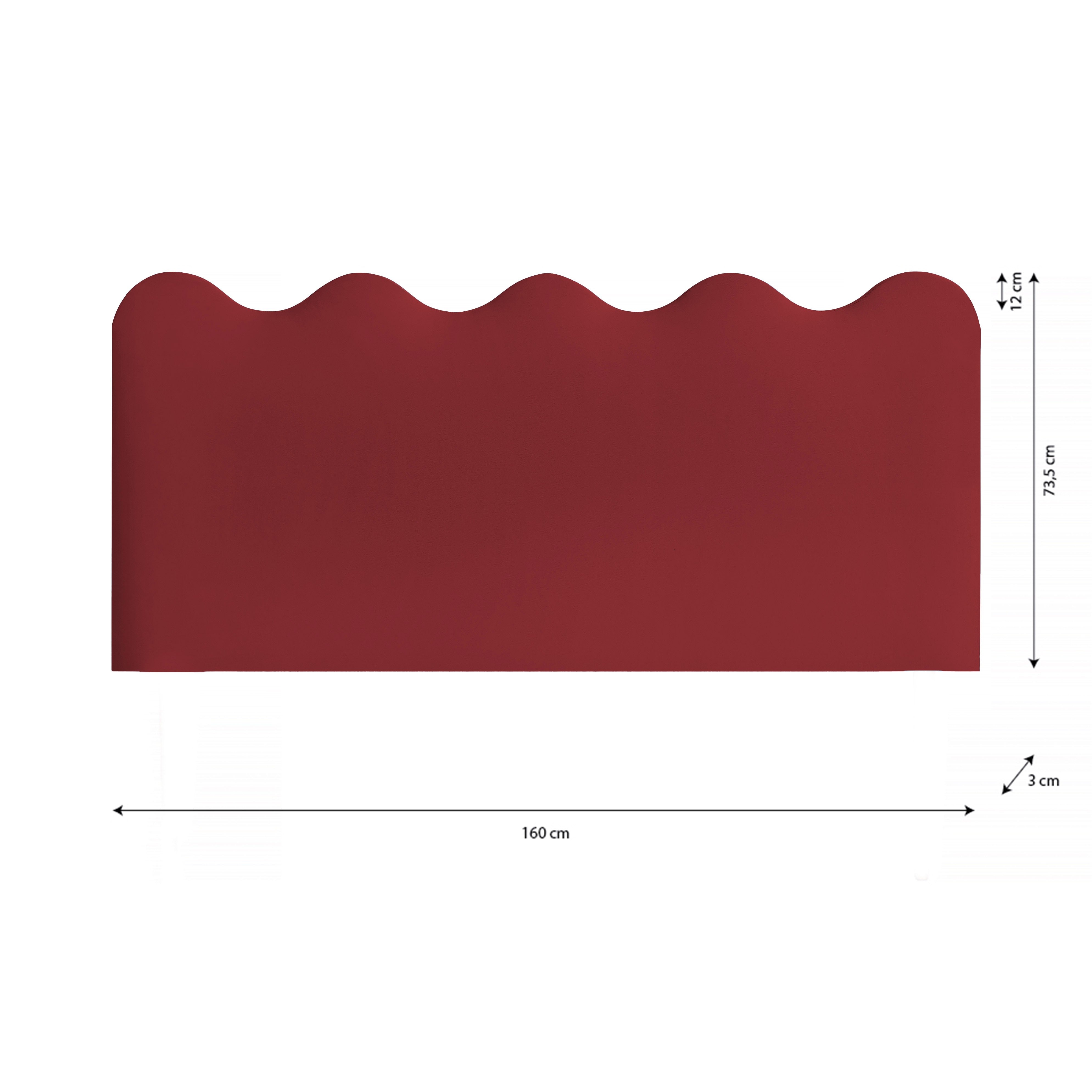 Wavy Headboard Upholstered Velvet for 150cm Bed Rosewood