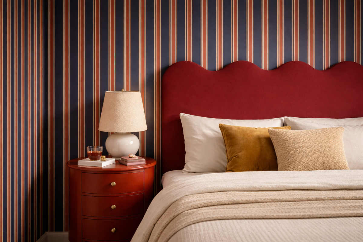 Cabecero Wavy Tapizado Terciopelo Cama 150cm Rosewood