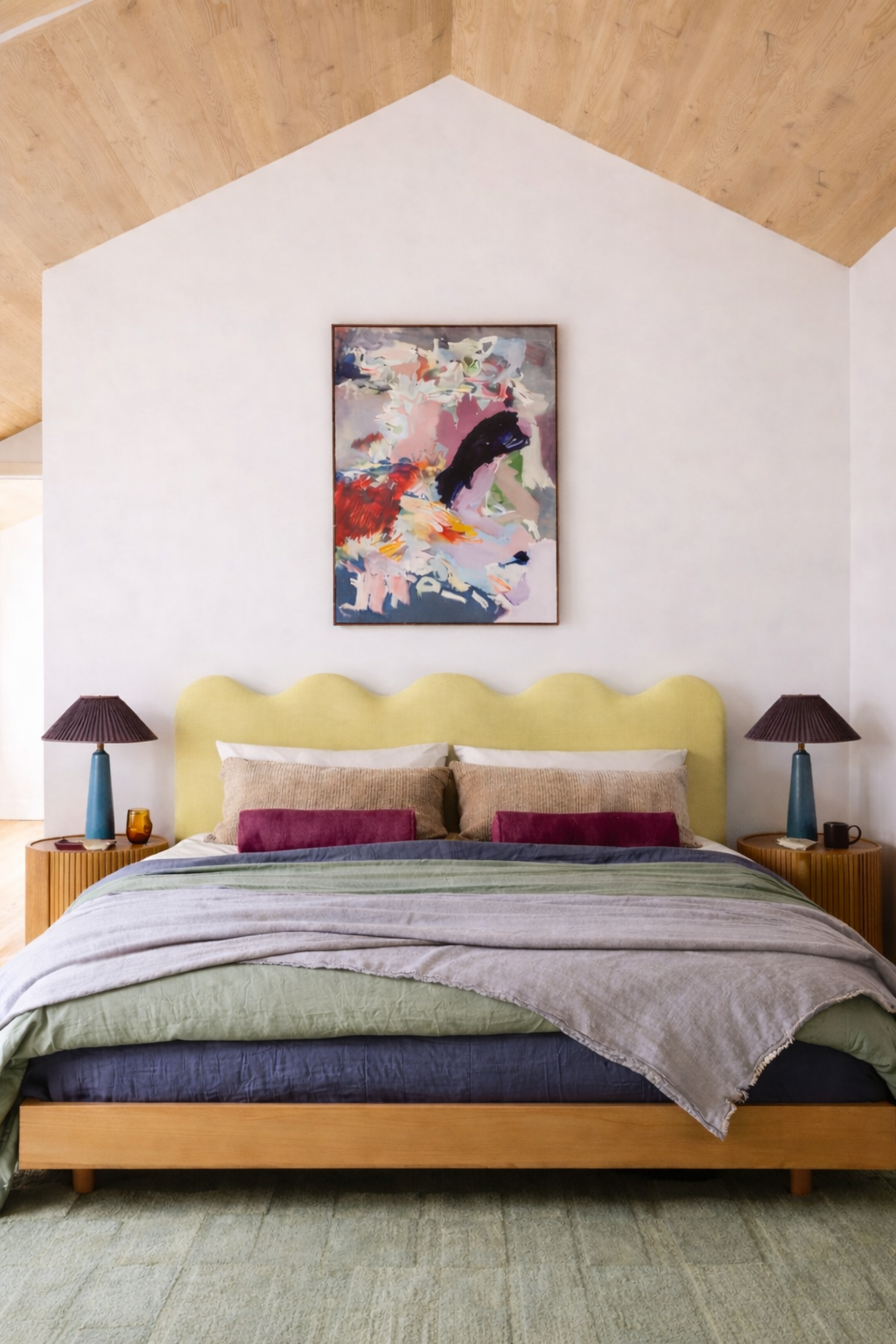 Cabecero Wavy Tapizado Terciopelo Cama 150cm Lemonade