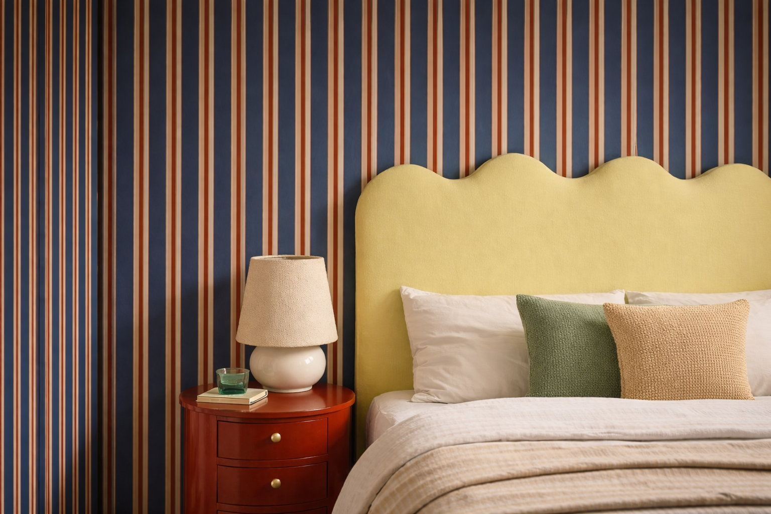 Cabecero Wavy Tapizado Terciopelo Cama 150cm Lemonade