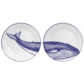 Set de 2 Platos Decorados Blue Whale