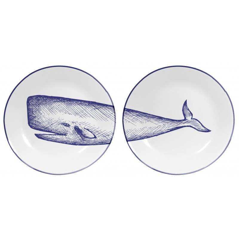 Set de 2 Platos Decorados Blue Whale