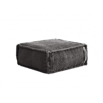 Stone Washed Square Pouf S - Grey