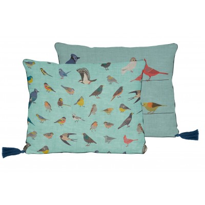 Cojin 50x35 Lino Borlas Fancy Birds