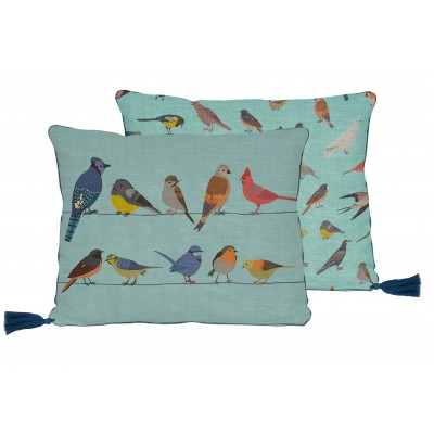 Cojin 50x35 Lino Borlas Fancy Birds