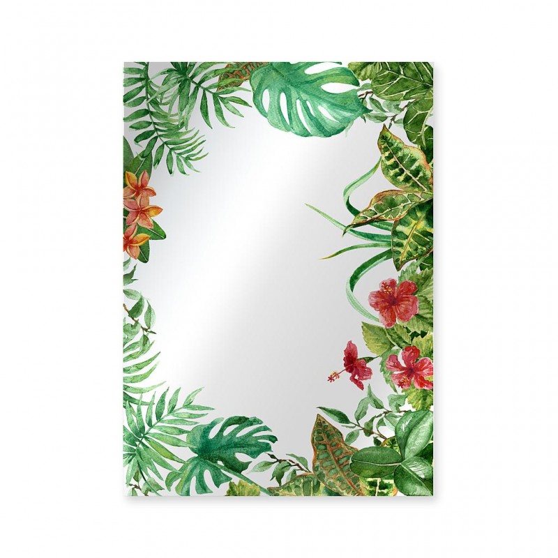 Miroir décoré 70x50 (Cadre Monstera Tropical)