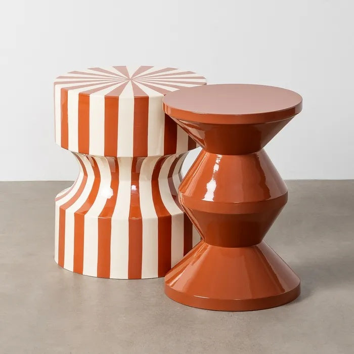 Mesita Auxiliar Circus Vintage Rayas Terracota