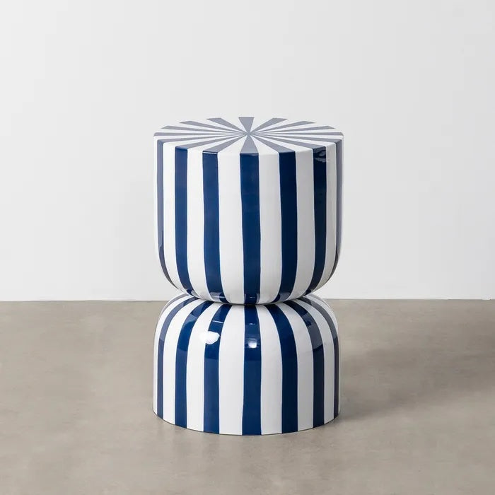 Mesita Auxiliar Circus Vintage Rayas Azules