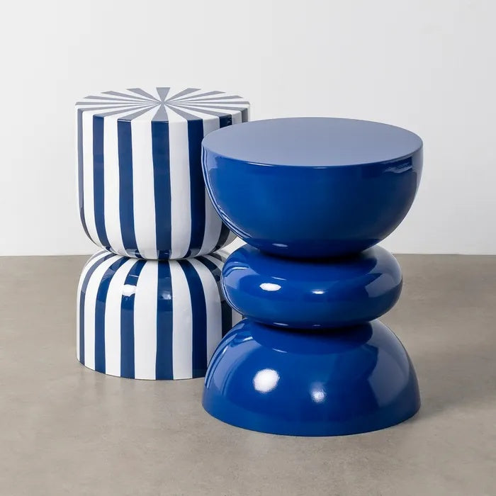 Mesita Auxiliar Circus Vintage Rayas Azules