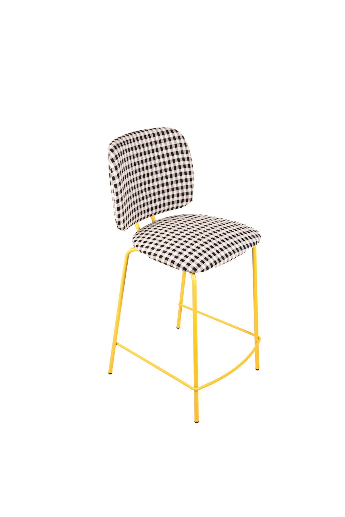 Taburete Clarita Amarillo Tapizado Vichy