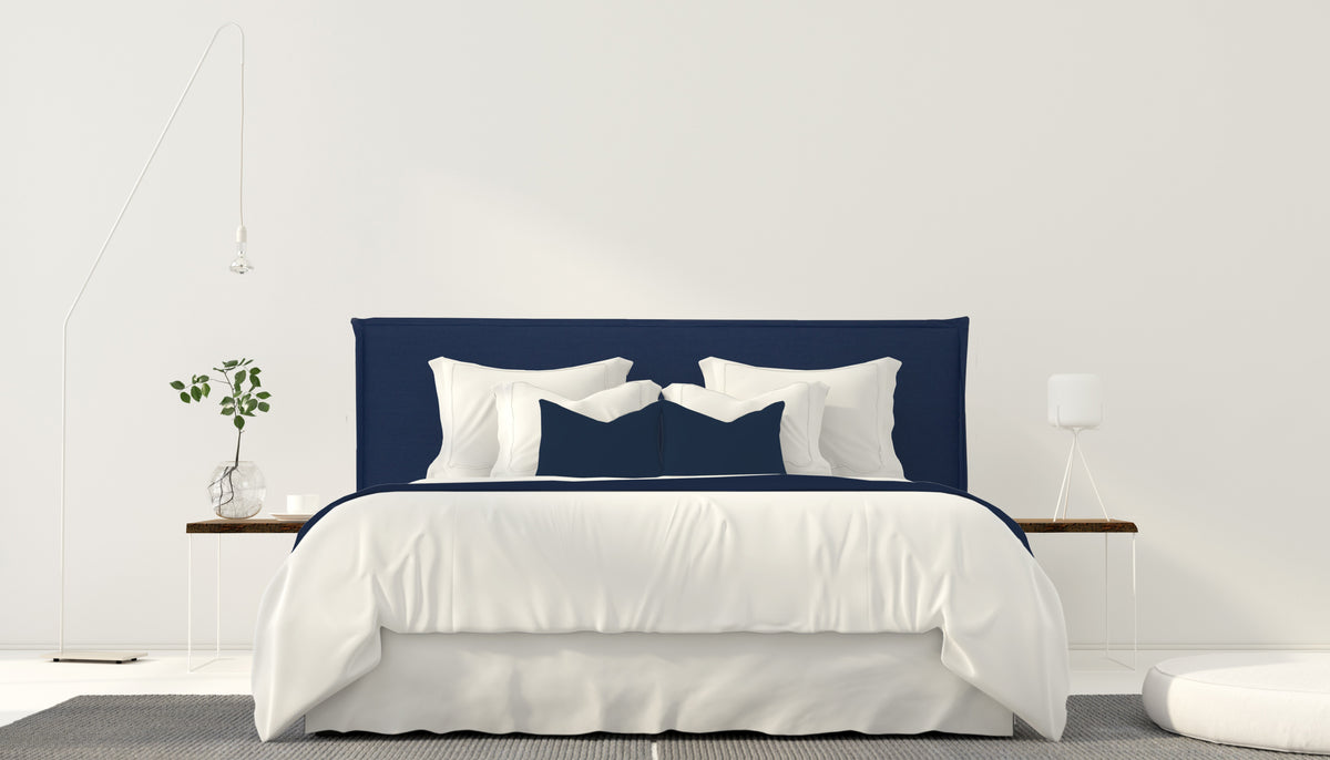 Cabecero tapizado Lino 135  Edmond Blue