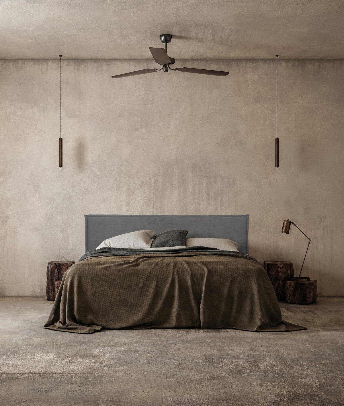 Linen upholstered headboard 135 Edmond Gray