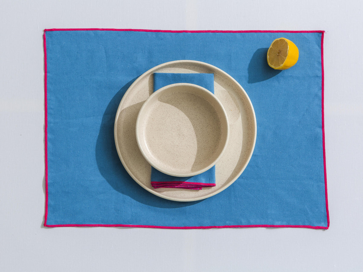Set 4 Servilletas Contrast Edge Blue