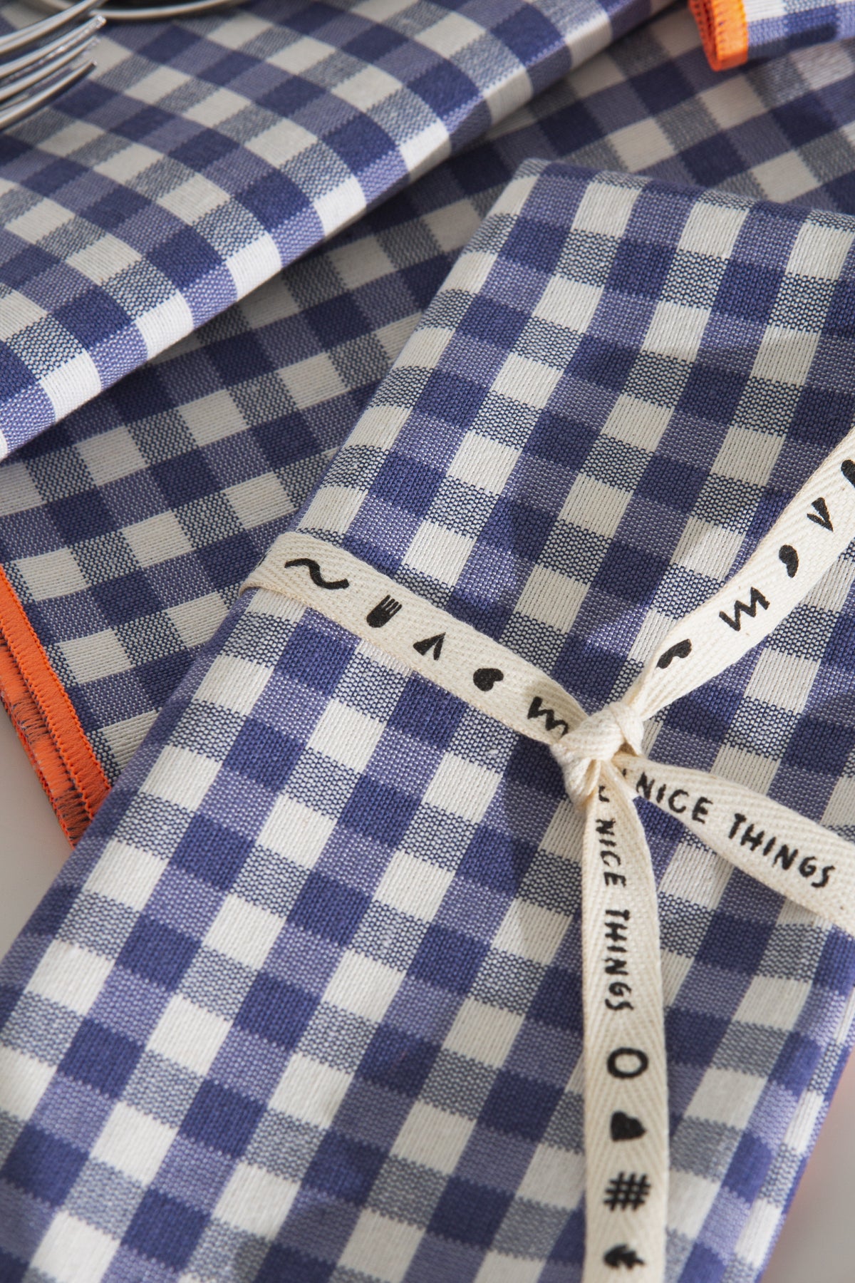 Set 4 Servilletas Contrast Vichy Navy