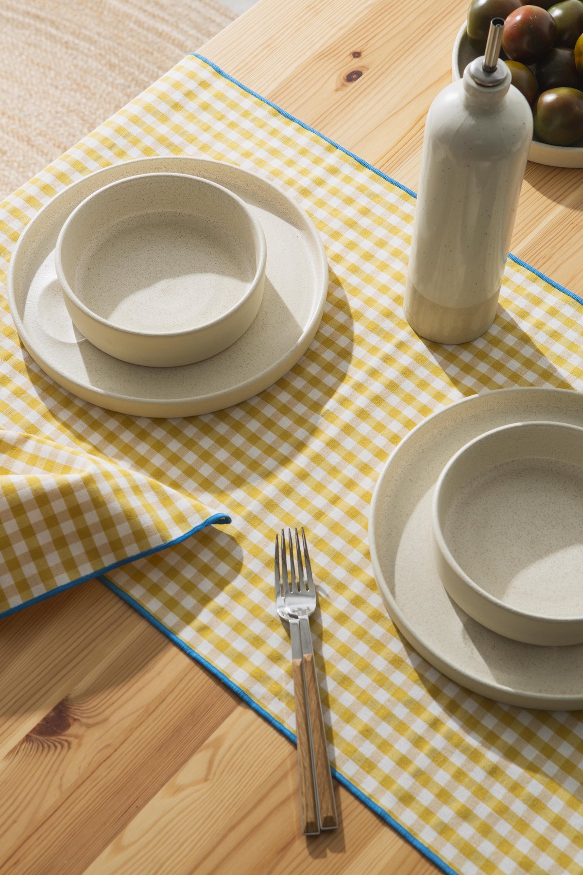 Set 4 Servilletas Contrast Vichy Yellow