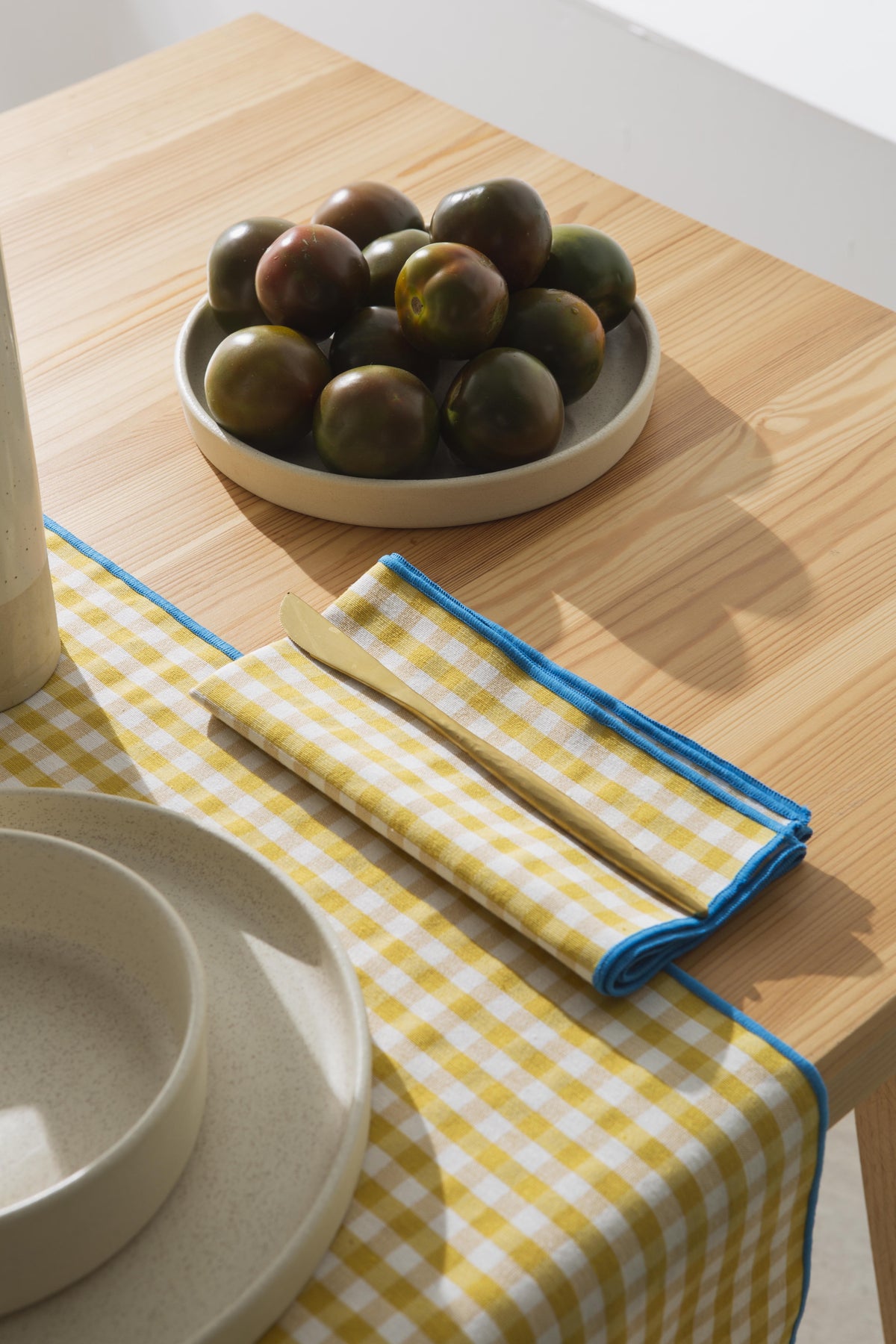 Set 4 Servilletas Contrast Vichy Yellow