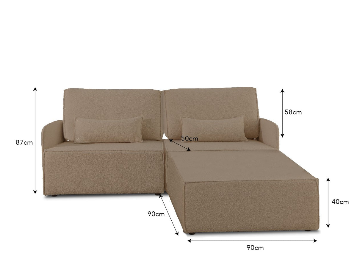 Sofa Modular Lea 2 plazas Chaiselongue Stone