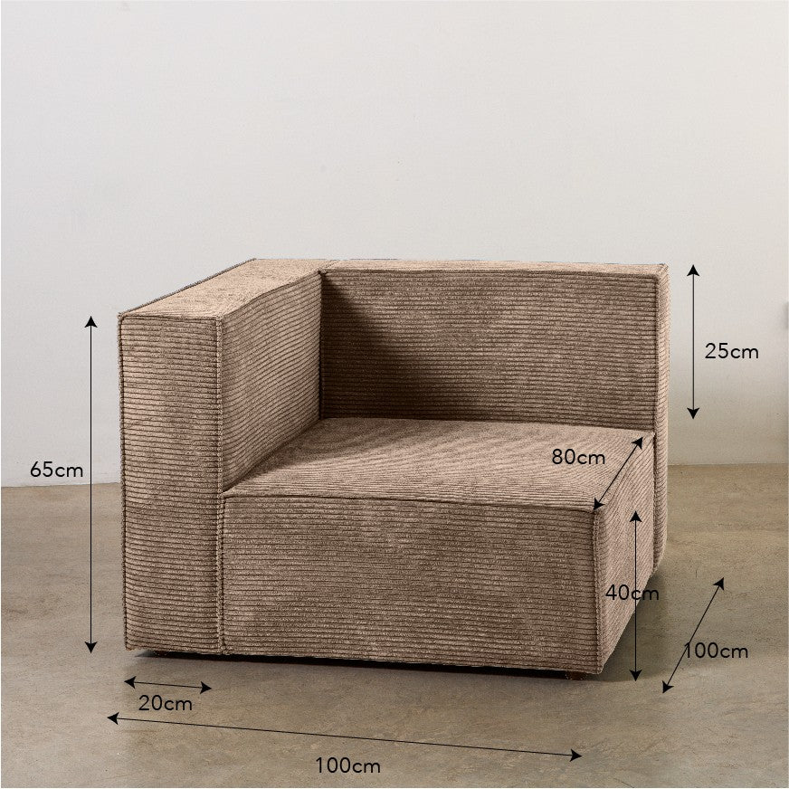 Sofa Harper 2 plazas Chaiselongue Marron